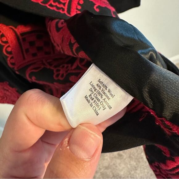 NEW Johnny Was Biya Black Red Wool Blend Embroidered Jacket XS - Picture 7 of 14